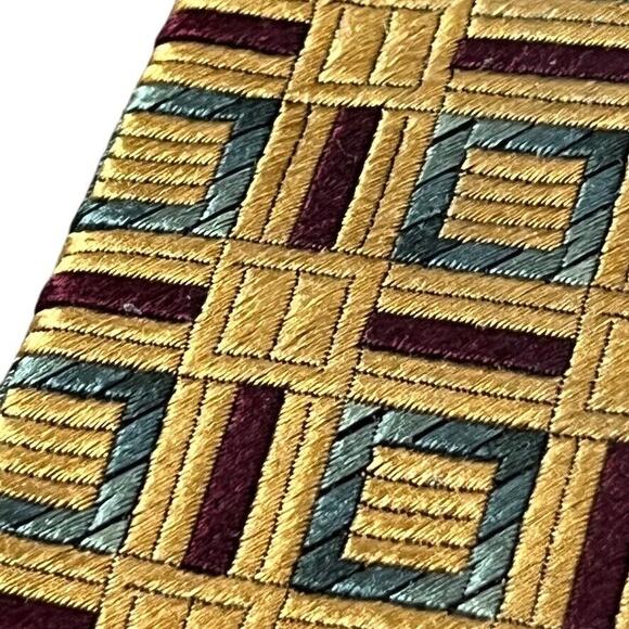 Jos A Bank Orange Mens 100% Silk Geometric Italy Mens Neck Tie 59" x 3.25" - Picture 5 of 16